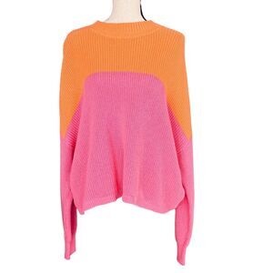 Bar III X-Large Sweater Long Sleeve Stretch Crew Neck Colorblock Drop Shoulder